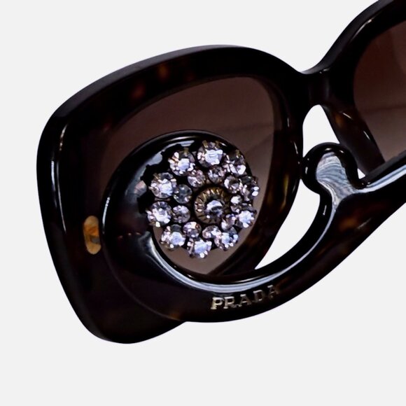 PRADA Baroque Tortoise Sunglasses w/Swarovski Crystal Temples #SPR270 - Picture 6 of 16